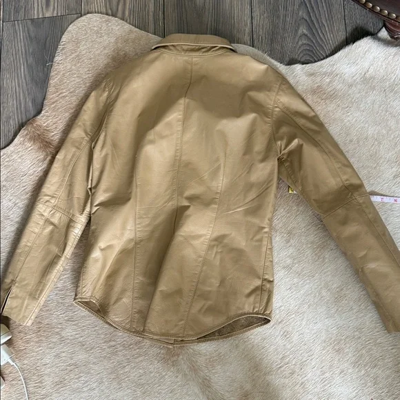 Frenchi Beige genuine Leather shirt Jacket shacket size small - Picture 9 of 11